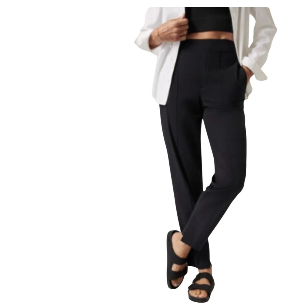 Athleta Brooklyn Ankle‎ Pants Black Straight Leg Stretch Travel Commuter Size 12